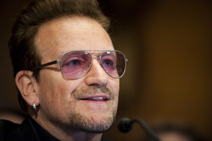 Bono Hewson, lead singer of U2 and activist