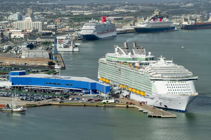 Ships docked at Port of Galveston