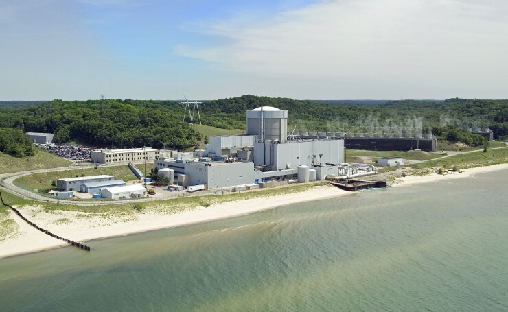 The Palisades nuclear plant in Michigan, on the shore of Lake Michigan, may be the first U.S. plant to be restarted.