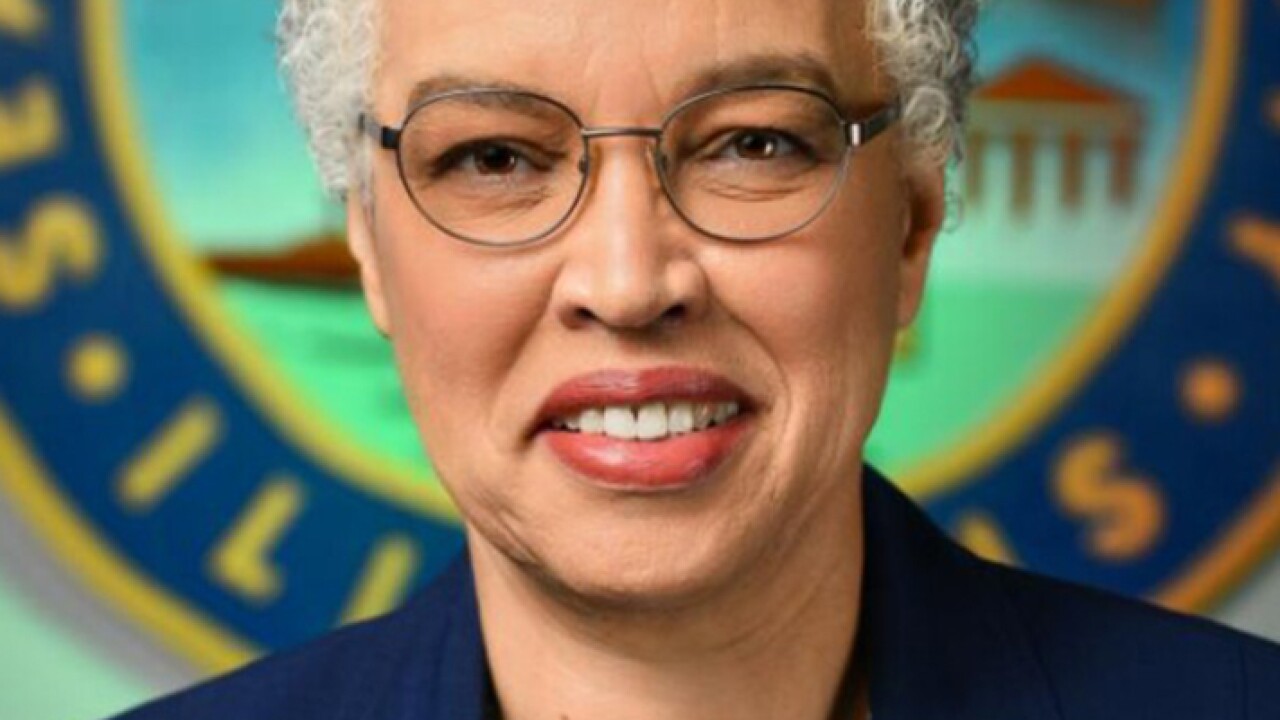 Toni Preckwinkle speaking on budget forecast