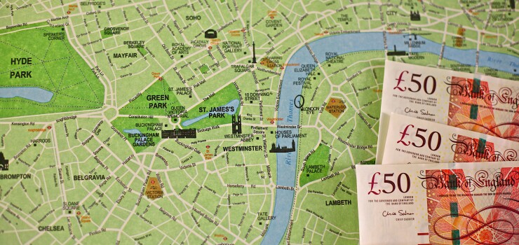 London map with money