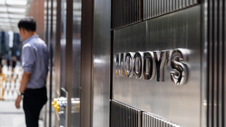 Moodys sign outside New York headquarters