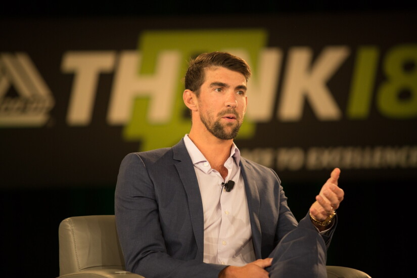 Michael Phelps speaking during the 2018 CO-OP THINK Conference in Chandler, Ariz.