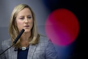 Kathy Kraninger, director of the Consumer Financial Protection Bureau, speaks during an event at the Bipartisan Policy Center in Washington on April 17, 2019.