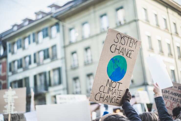 Group of demonstrators fight for climate change - Global warming