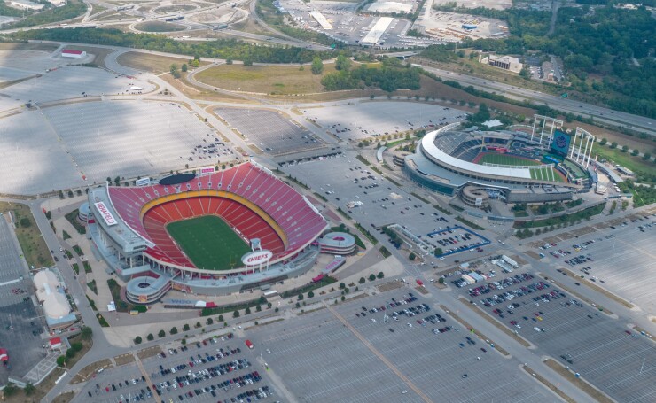 Kansas City Chiefs' football stadium and Royals ballpark in Missouri