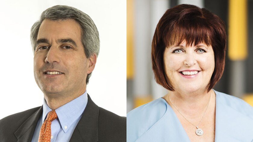 Discover CEO Roger Hochschild, left, says that consumer spending will slow if government support is withdrawn. Synchrony's Margaret Keane says that the credit card lender will be "in a rockier place" when stimulus efforts wear off.