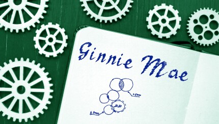 Financial concept about Government National Mortgage Association Ginnie Mae with phrase piece of paper.