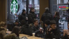 Crowded Starbucks store