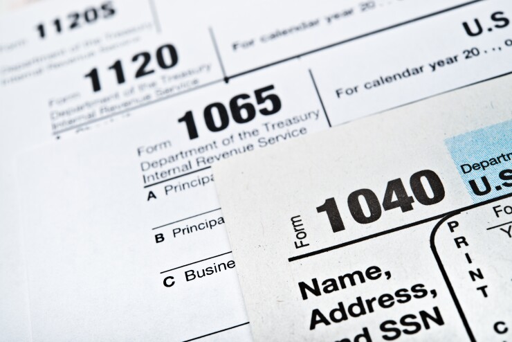 Individual and business tax forms 1040, 1065, 1120 and 1120S