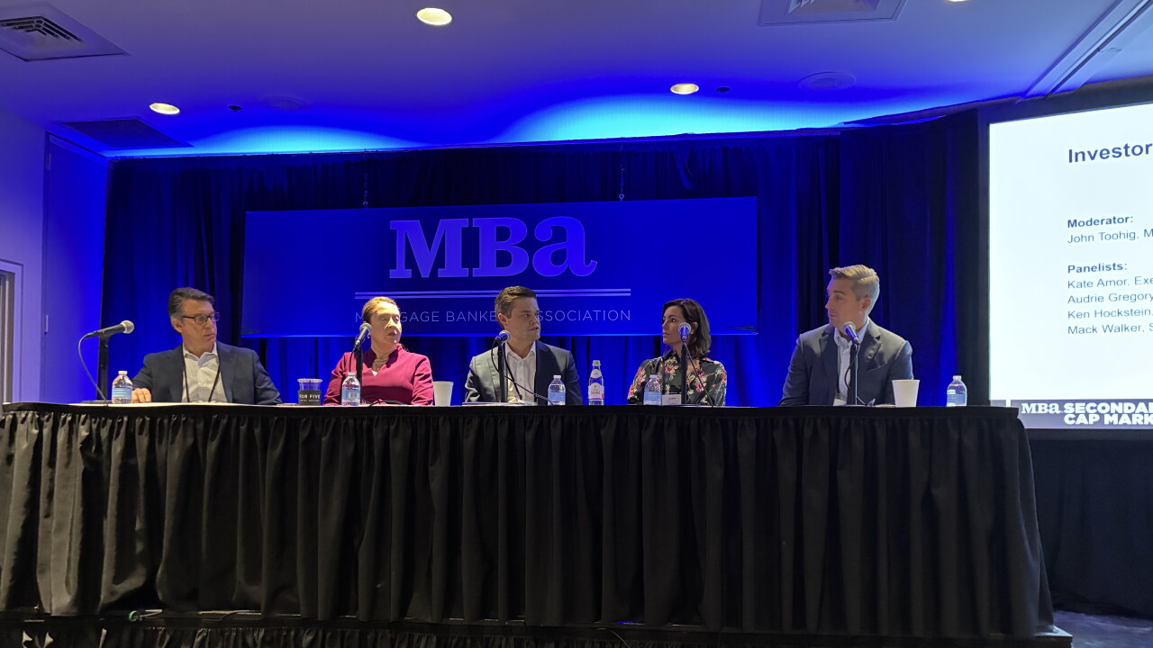 From left, Ken Hockstein of Voya Investment Management, Kate Amor, of Rate, Mack Walker, of Deephaven Mortgage, Audrie Gregory of Verus Mortgage Capital and John Toohig of Raymond James & Associates.
