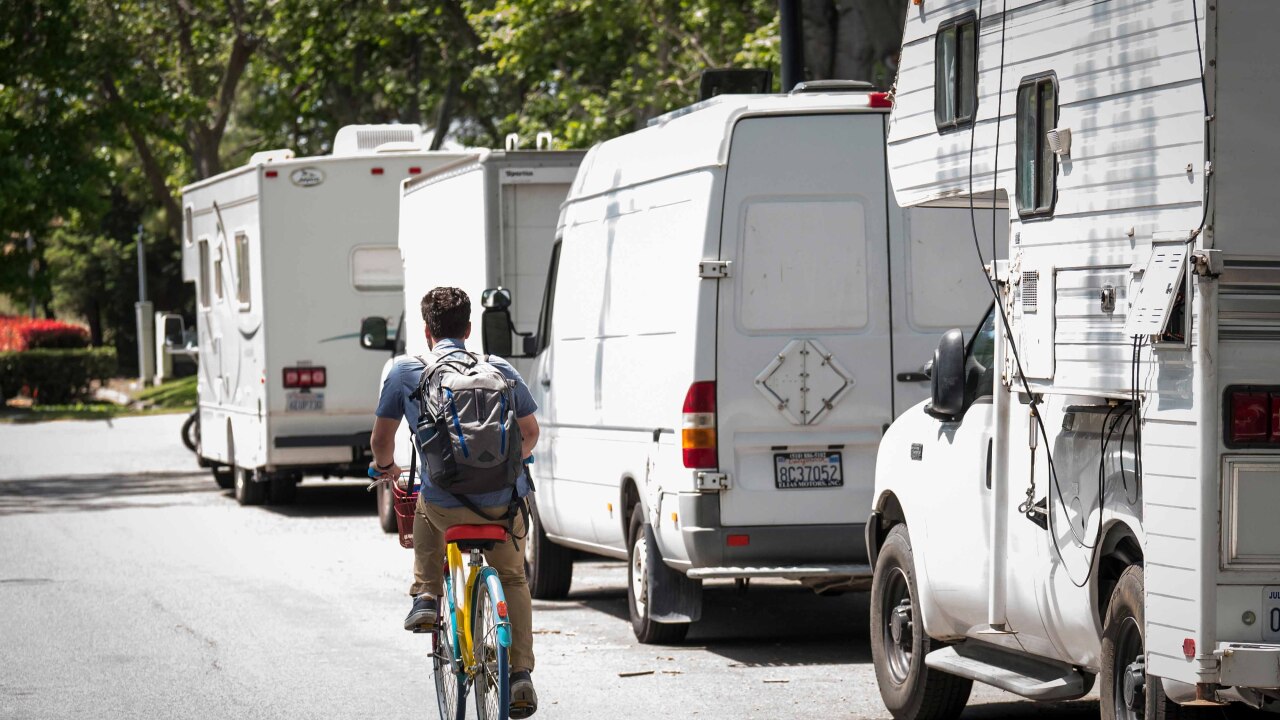 RV based encampment of homeless people in Mountain View, California