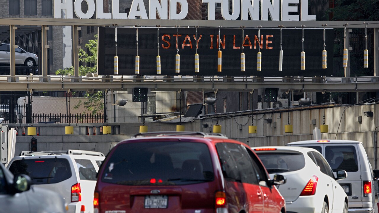 New Jersey-bound traffic enters the Holland Tunnel in New York Friday, July 07, 2006.