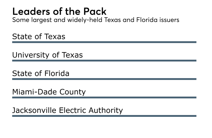 Largest and widely-held Texas and Florida issuers