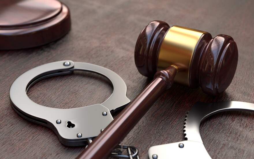 Gavel and handcuffs
